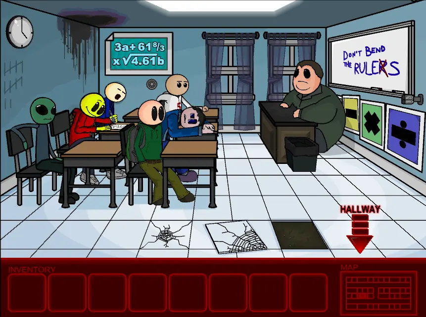 Riddle School 4 browser page art and play banner